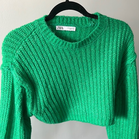 Cropped Knit Green Sweater | Zara - Picture 6 of 6